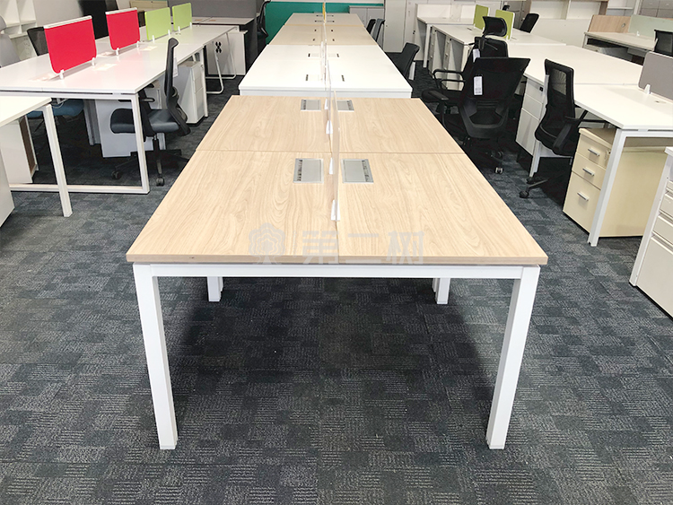 9成新欧林ONLEAD二手办公桌电脑桌 枫木色屏风工位职员桌 1米尺寸