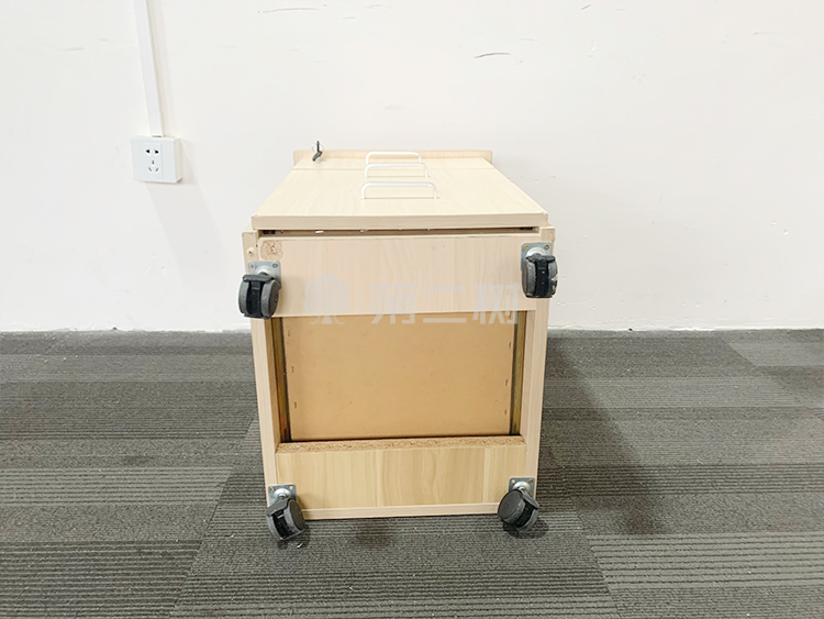 9成新枫木色二手活动柜桌下小推柜储物文件柜木质矮柜三抽柜