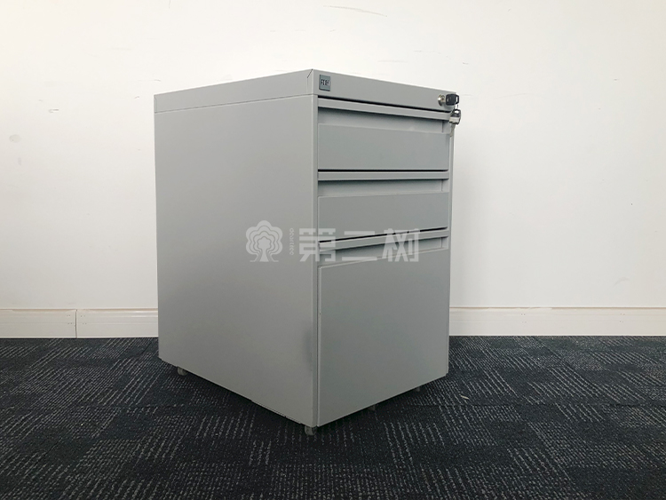 9成新科誉Posh二手钢制活动柜桌下小推柜 三抽储物柜文件柜