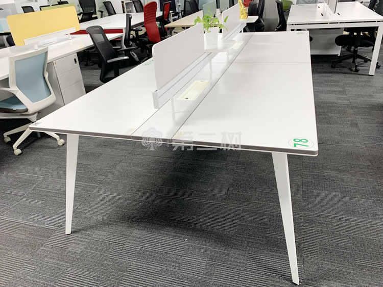 9成新白色二手办公桌开放式工位员工电脑桌职员桌长条桌子