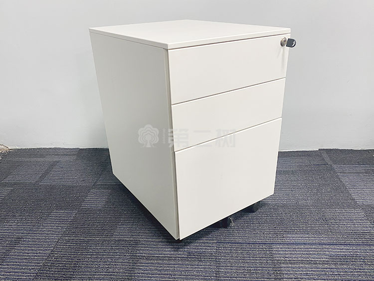9成新白色二手钢制活动柜桌下小推柜可移动文件柜储物柜