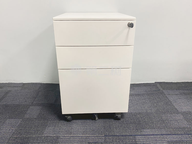 9成新白色二手钢制活动柜桌下小推柜可移动文件柜储物柜