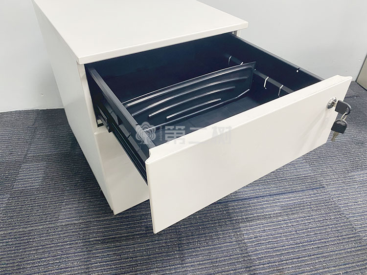 9成新钢制两抽二手小推柜活动柜桌下移动抽屉柜子铁皮柜