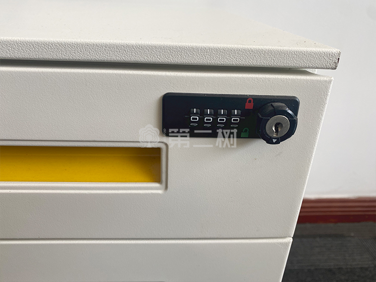9成新欧林二手小推柜桌下活动柜钢制三抽柜储物文件柜 带密码锁