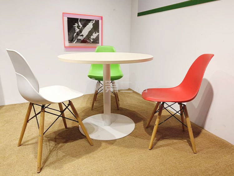 白色简约二手洽谈桌椅会议桌椅餐桌接待桌子 1桌+3椅