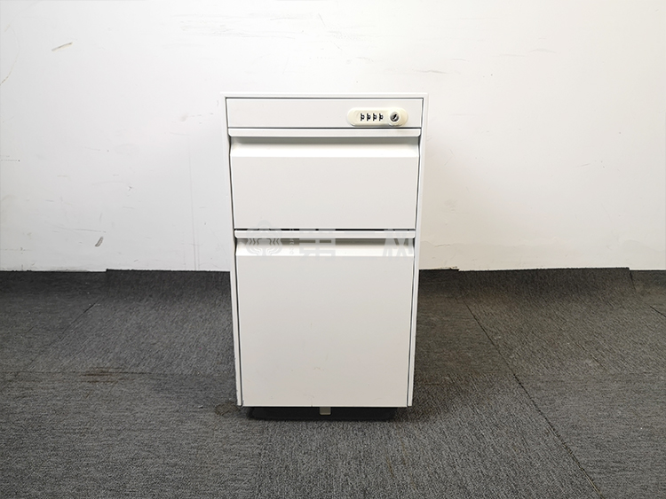 科誉Posh二手钢制柜密码锁两抽柜 桌下活动柜小推柜