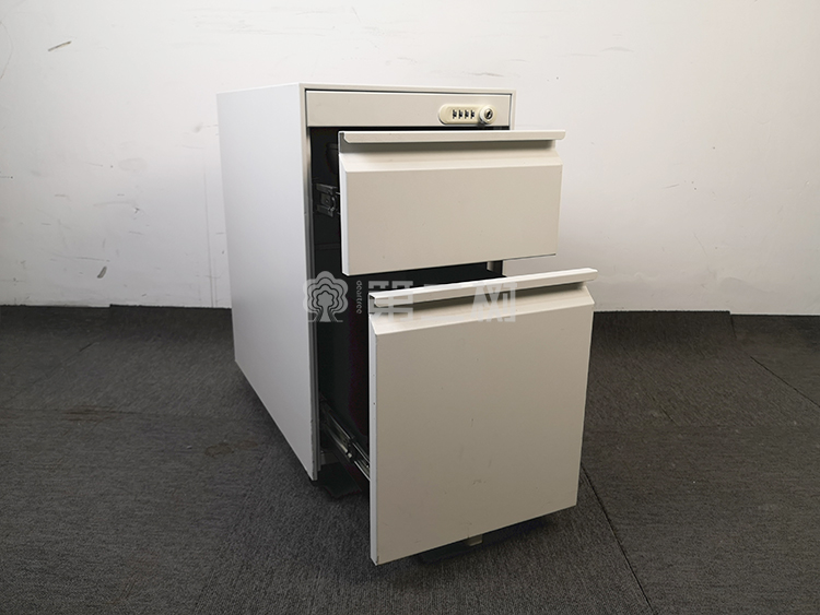 科誉Posh二手钢制柜密码锁两抽柜 桌下活动柜小推柜