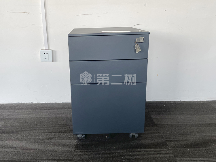 灰色二手钢制柜桌下三抽柜活动柜小推柜 可移动柜子