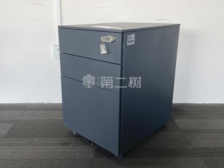 灰色二手钢制柜桌下三抽柜活动柜小推柜 可移动柜子