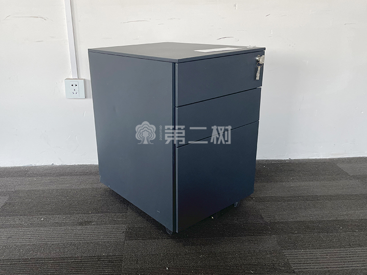 灰色二手钢制柜桌下三抽柜活动柜小推柜 可移动柜子