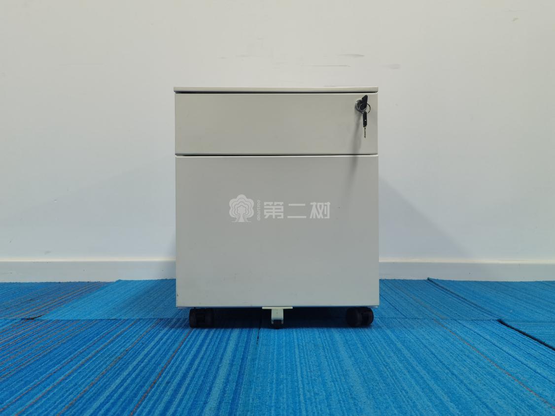 9成新灰色钢制二手活动柜文件柜两抽储物柜桌下柜子