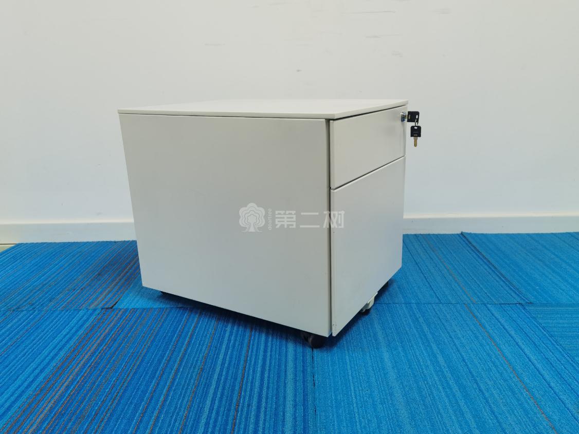 9成新灰色钢制二手活动柜文件柜两抽储物柜桌下柜子