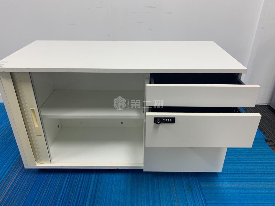 85成新白色二手文件柜办公室矮柜储物柜移动木质办公柜子