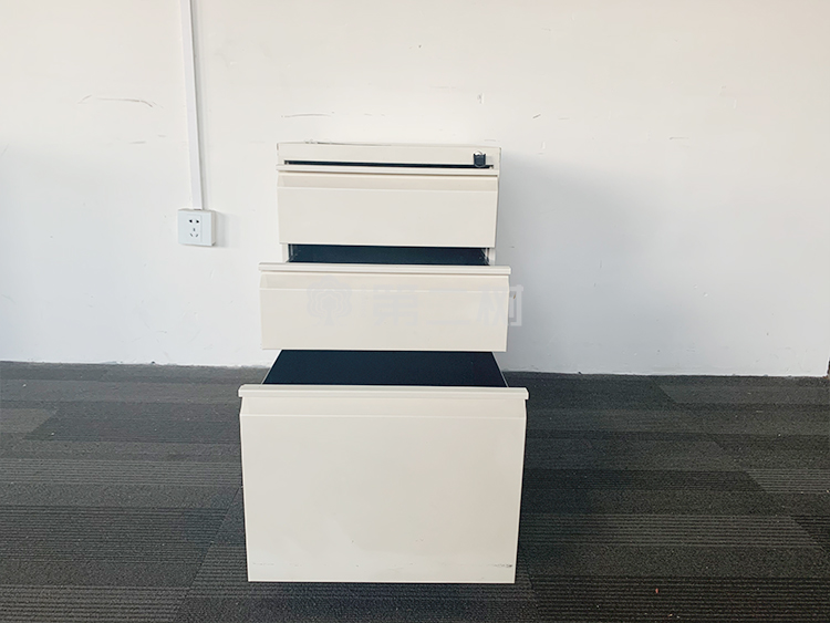 9成新钢制三抽二手小推柜桌下活动柜办公柜文件柜矮柜