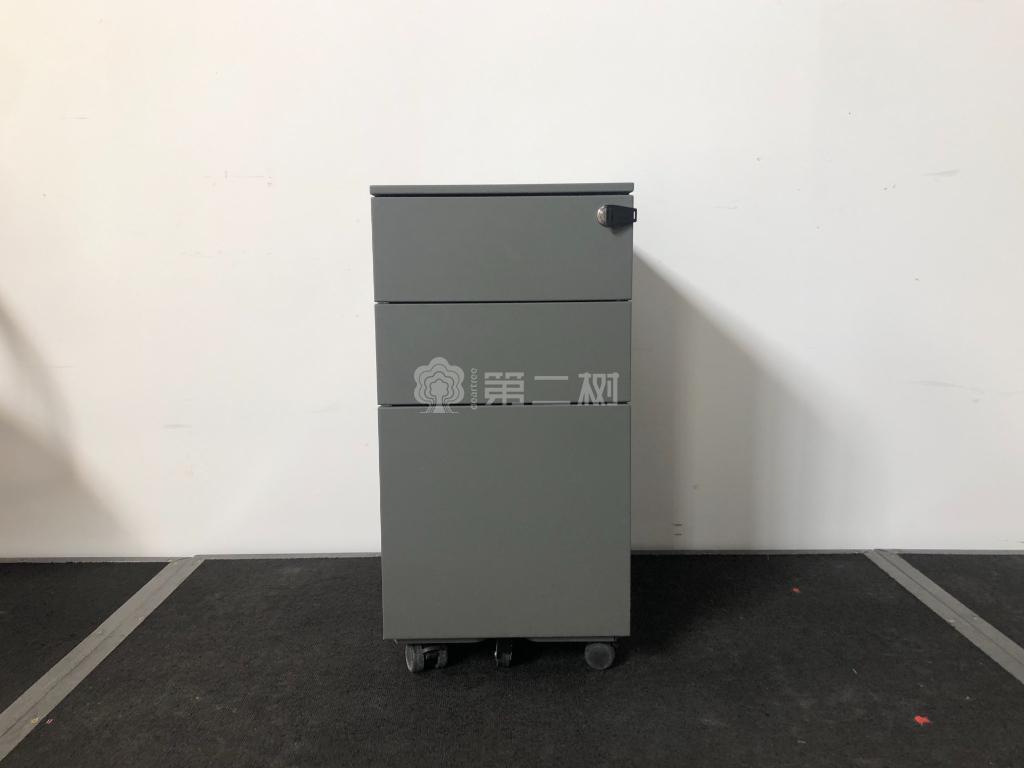 9成新灰色二手钢制小推柜桌下活动柜三抽柜