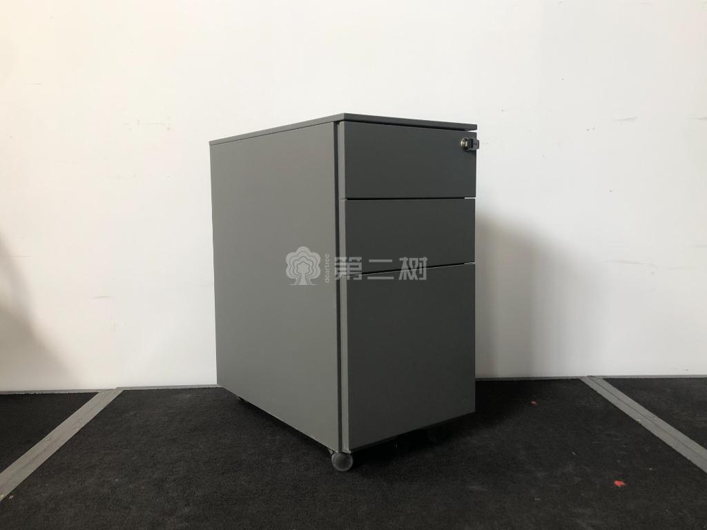 9成新灰色二手钢制小推柜桌下活动柜三抽柜