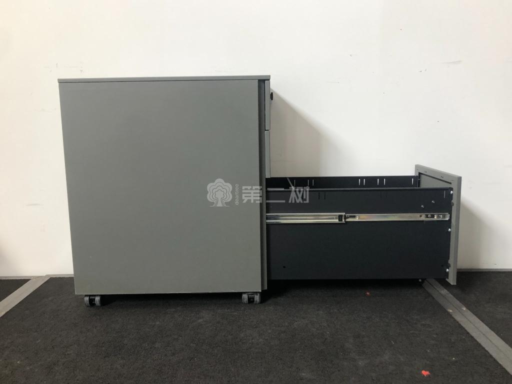 9成新灰色二手钢制小推柜桌下活动柜三抽柜