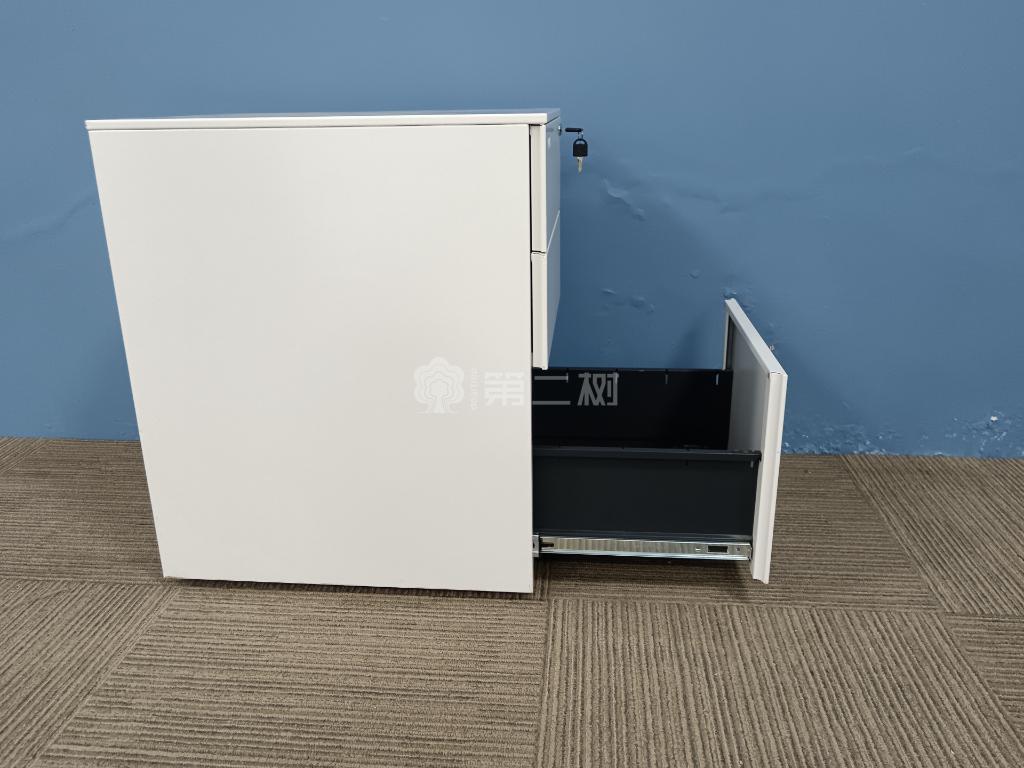 白色二手活动柜小推柜桌下三抽柜储物柜子钢制柜