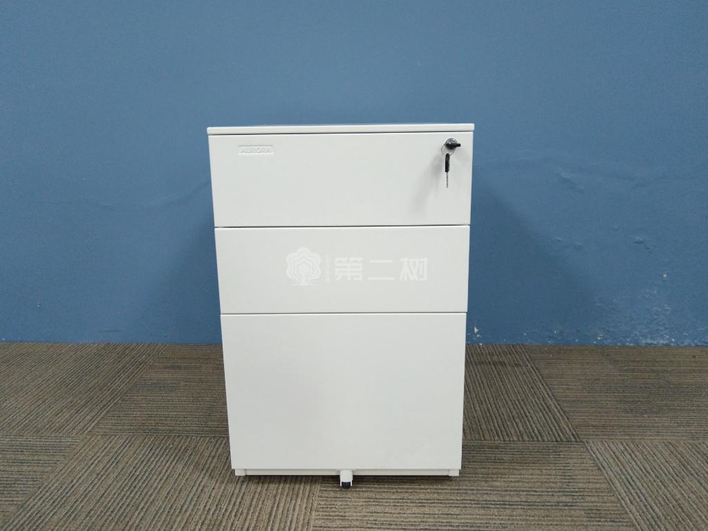 白色二手活动柜小推柜桌下三抽柜储物柜子钢制柜