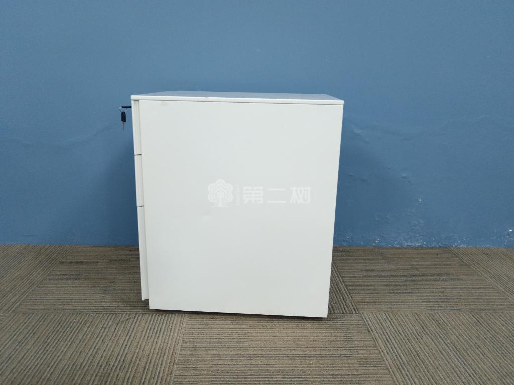 白色二手活动柜小推柜桌下三抽柜储物柜子钢制柜