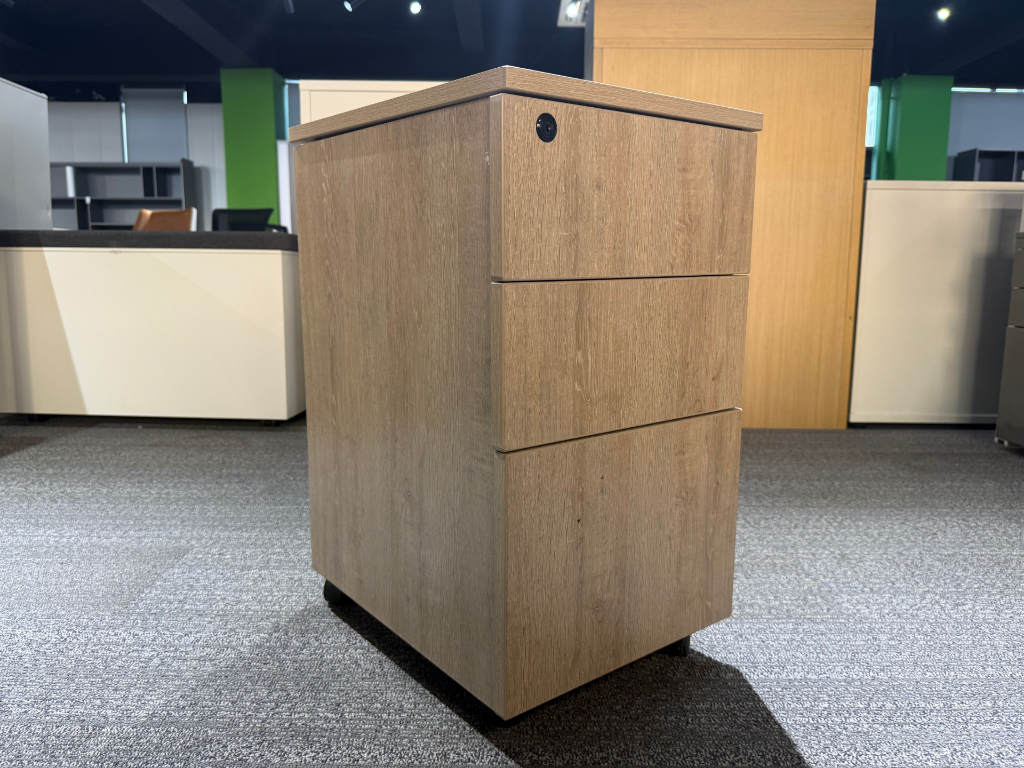 枫木色木质二手活动柜三抽小推柜桌下柜子文件柜储物柜矮柜