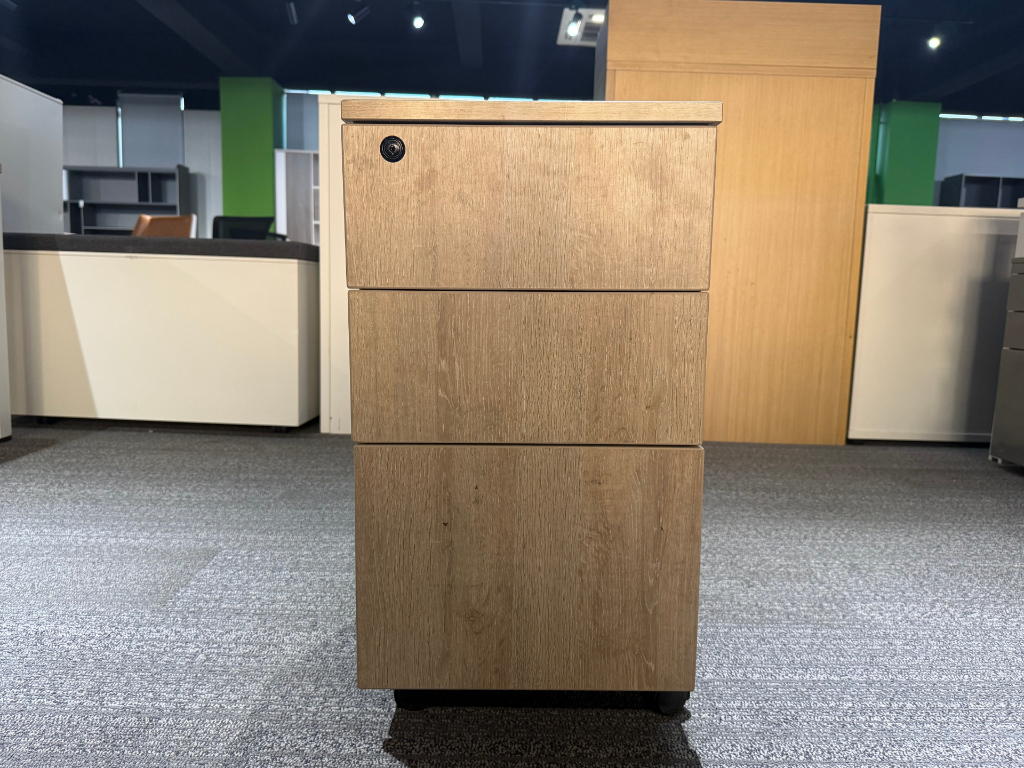 枫木色木质二手活动柜三抽小推柜桌下柜子文件柜储物柜矮柜