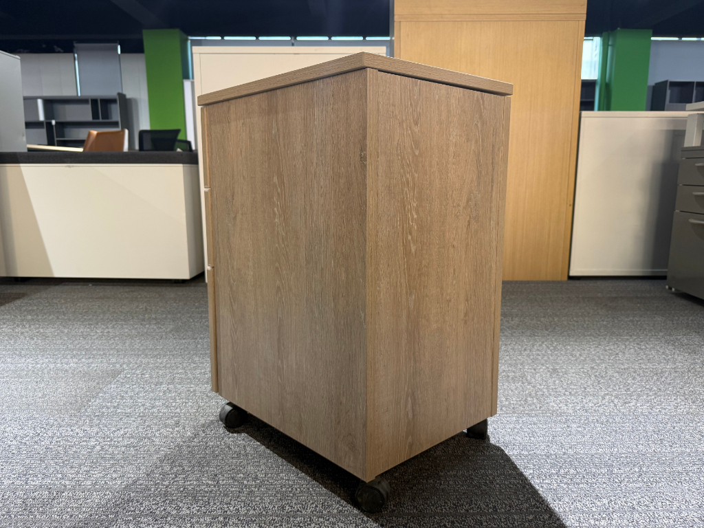 枫木色木质二手活动柜三抽小推柜桌下柜子文件柜储物柜矮柜