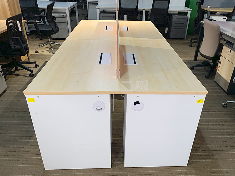 9成新圣奥二手办公桌职员电脑桌 带柜一体直条桌子屏风工位