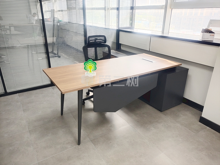 全新柚木二手经理桌主管老板桌L型办公桌电脑桌 带副柜