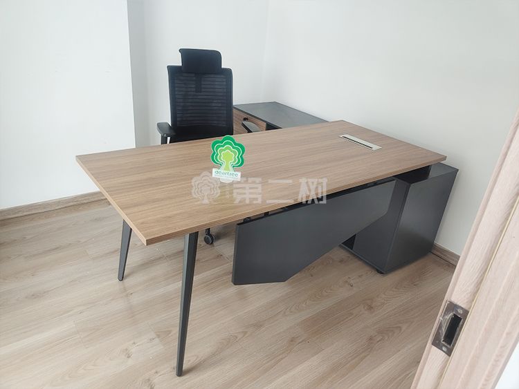 全新柚木二手经理桌主管老板桌L型办公桌电脑桌 带副柜