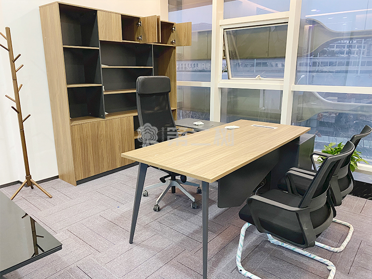 全新柚木二手经理桌主管老板桌L型办公桌电脑桌 带副柜