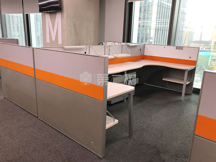 9成新震旦AURORA 二手办公桌L型屏风工位职员桌子 1.4米尺寸