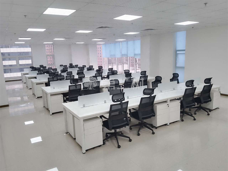 9成新简约二手办公桌白色直条电脑桌员工屏风工位 1.2米尺寸