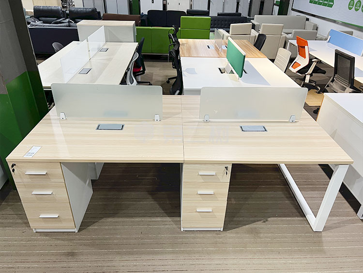 9成新枫木色二手开放式工位员工办公桌电脑桌子 1.2米尺寸