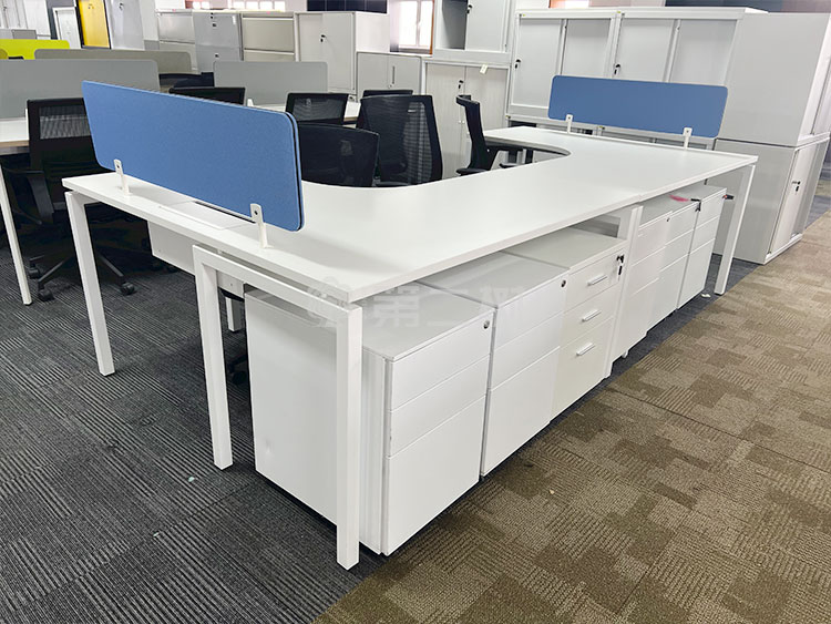 9成新诺梵L型二手办公桌电脑桌职员桌员工屏风工位