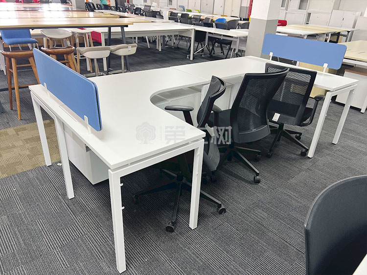 9成新诺梵L型二手办公桌电脑桌职员桌员工屏风工位