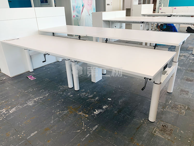 9成新Gispen二手升降桌手摇式员工升降桌子办公桌电脑桌直条桌