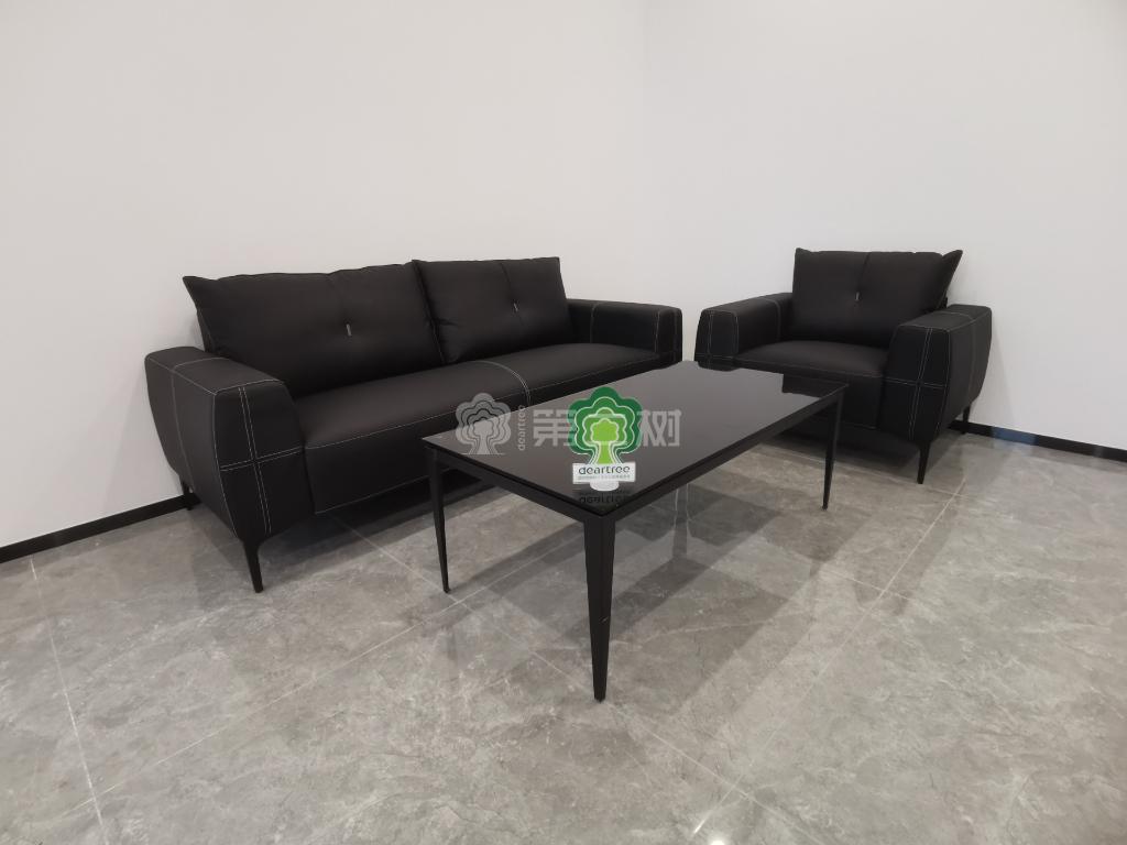 全新尚客思皮质商务沙发黑色经典沙发组合 