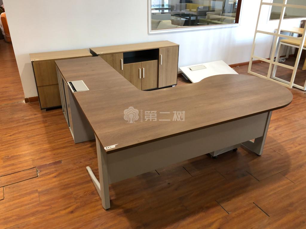 9成新科誉POSH二手经理桌老板桌枫木色班台 带副柜