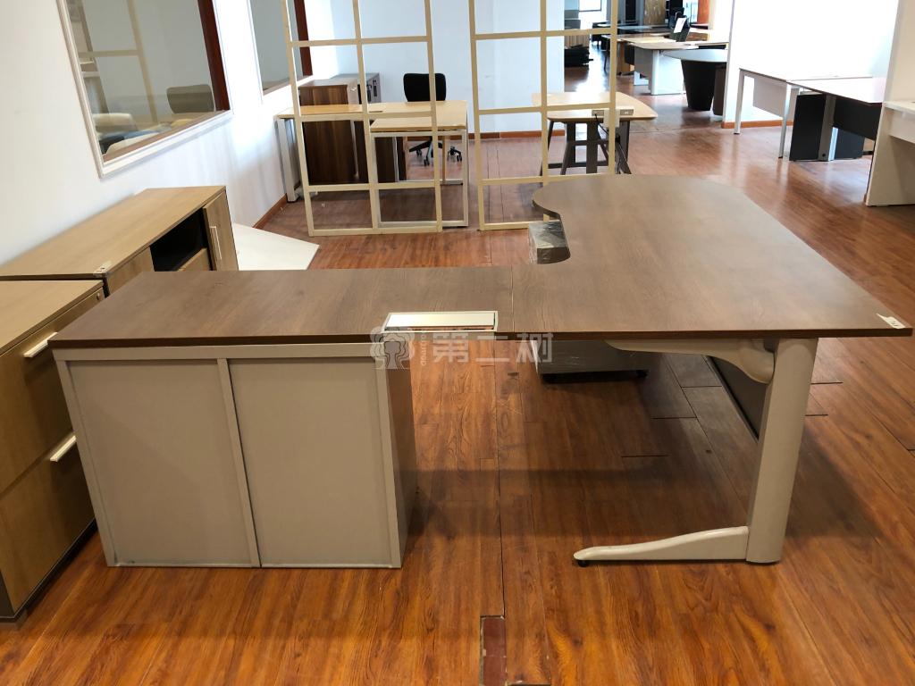 9成新科誉POSH二手经理桌老板桌枫木色班台 带副柜