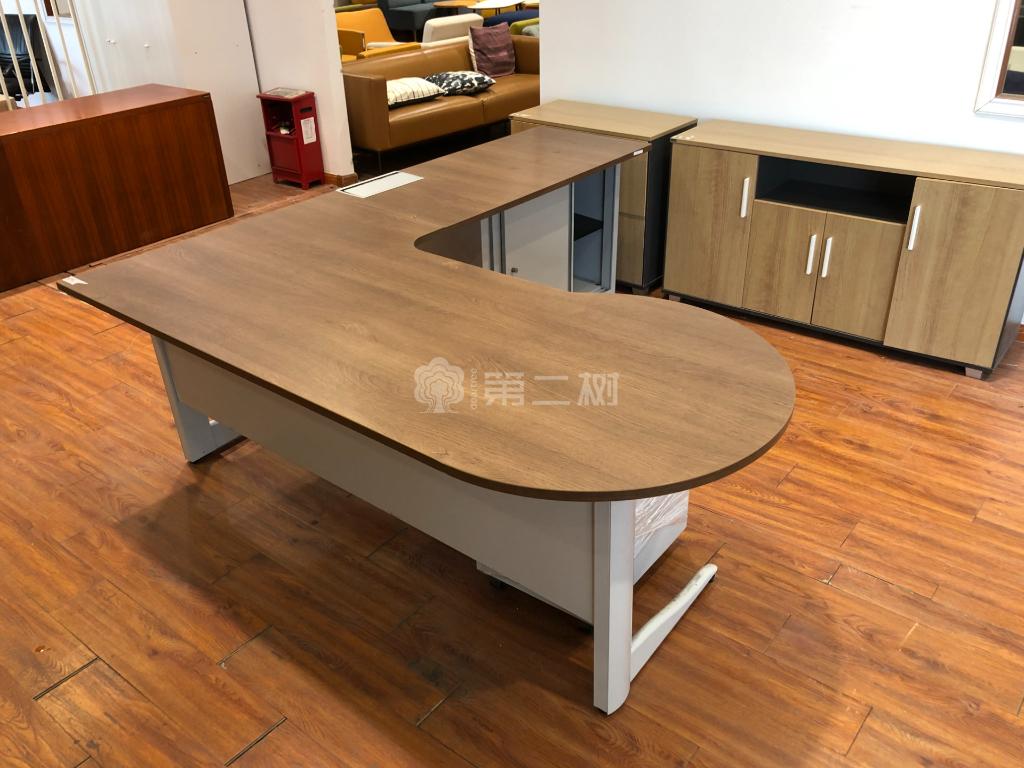 9成新科誉POSH二手经理桌老板桌枫木色班台 带副柜