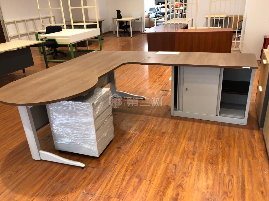 9成新科誉POSH二手经理桌老板桌枫木色班台 带副柜