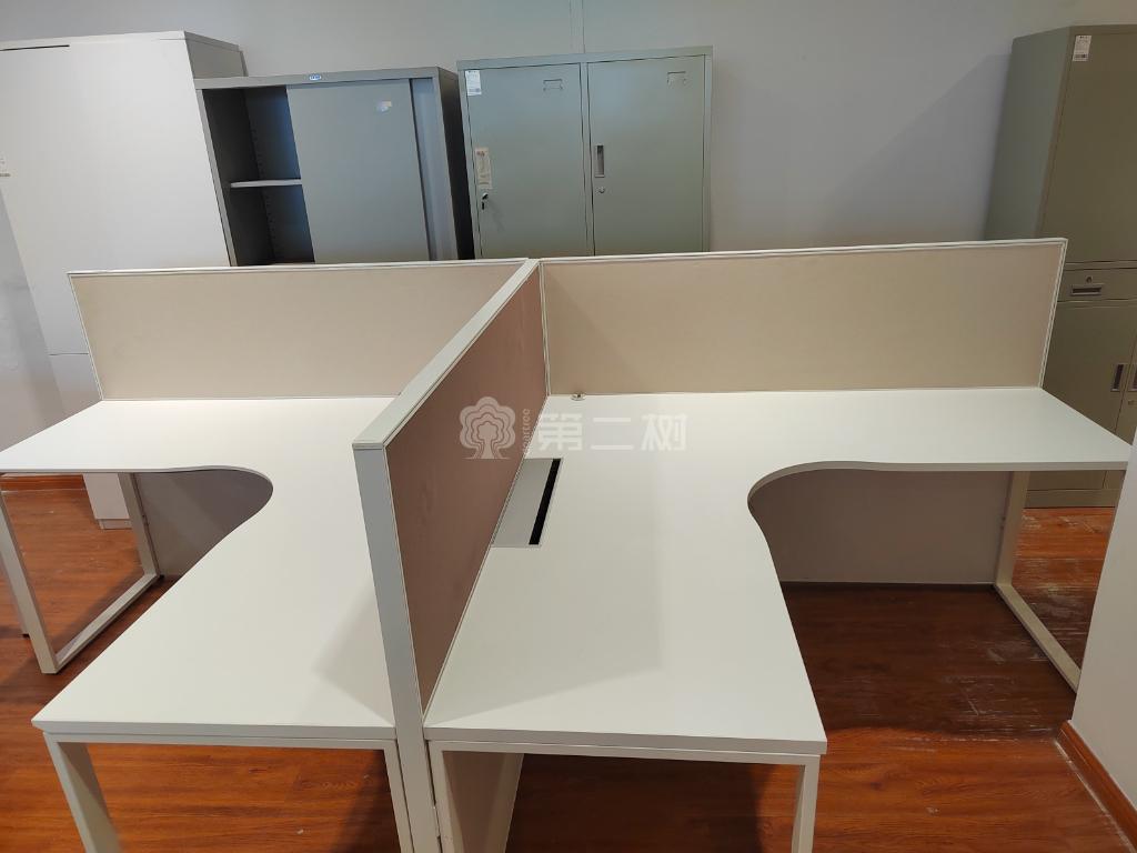 国誉二手L型工位员工办公桌电脑桌职员桌直条屏风工位办公桌椅