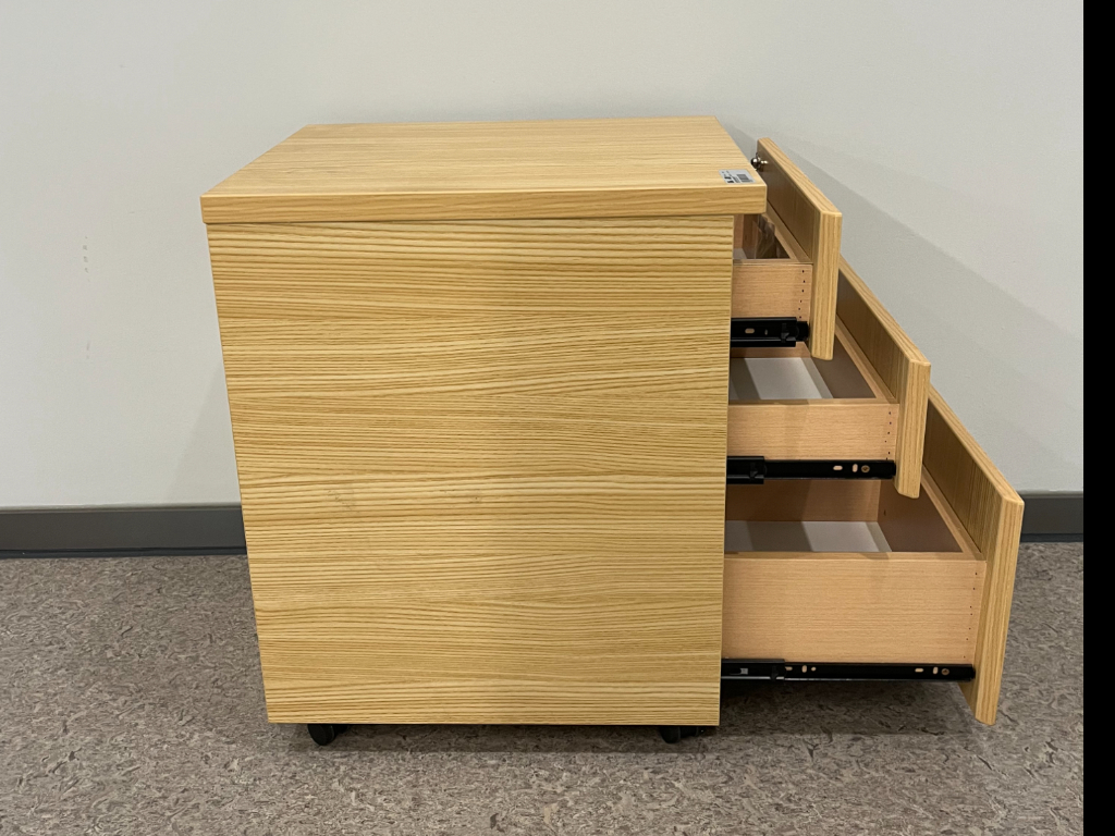 国产二手活动柜木质小推柜桌下可移动柜子储物柜三抽柜