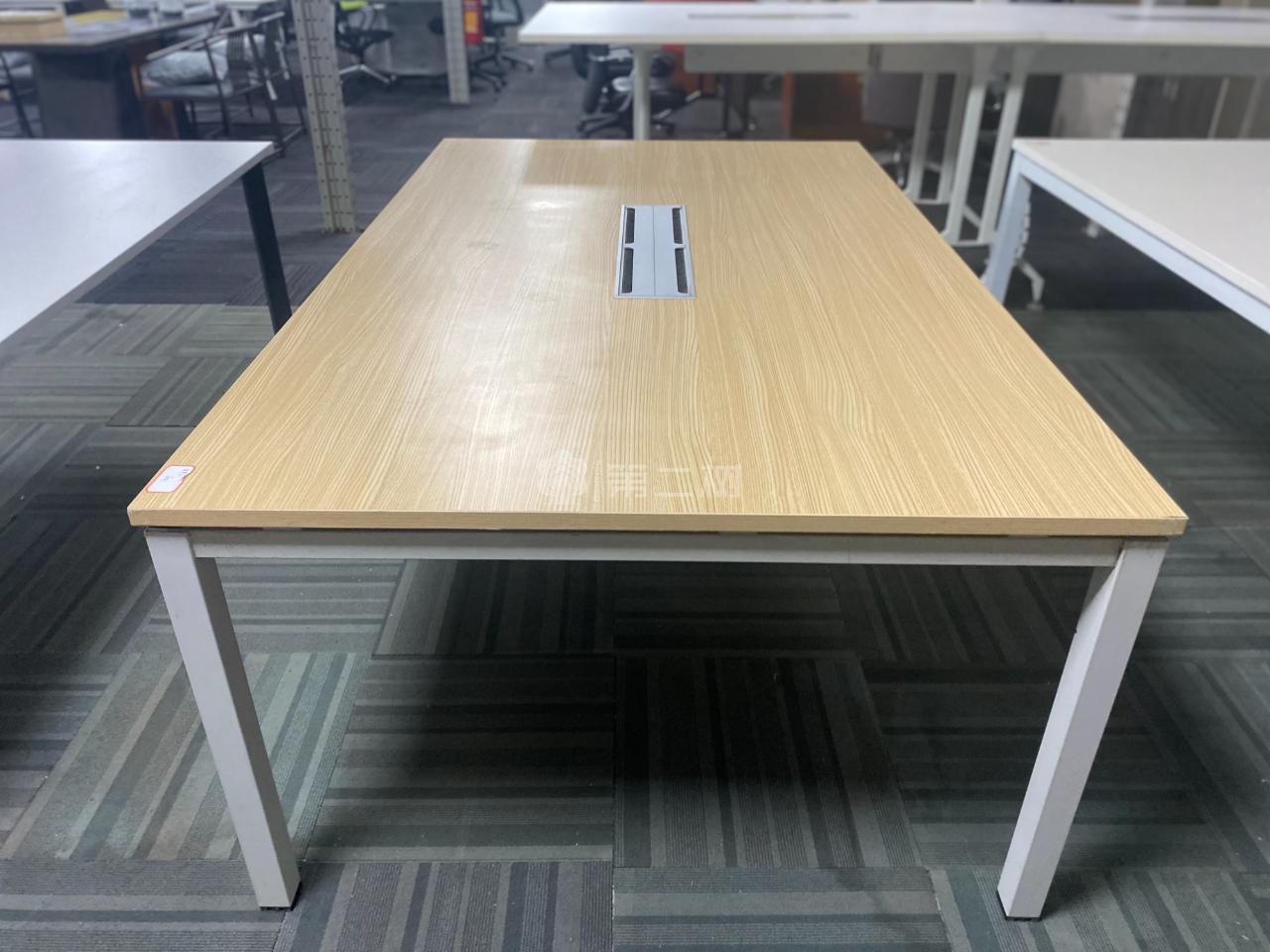 欧林Onlead二手会议桌枫木色长条桌开会桌子带线盒