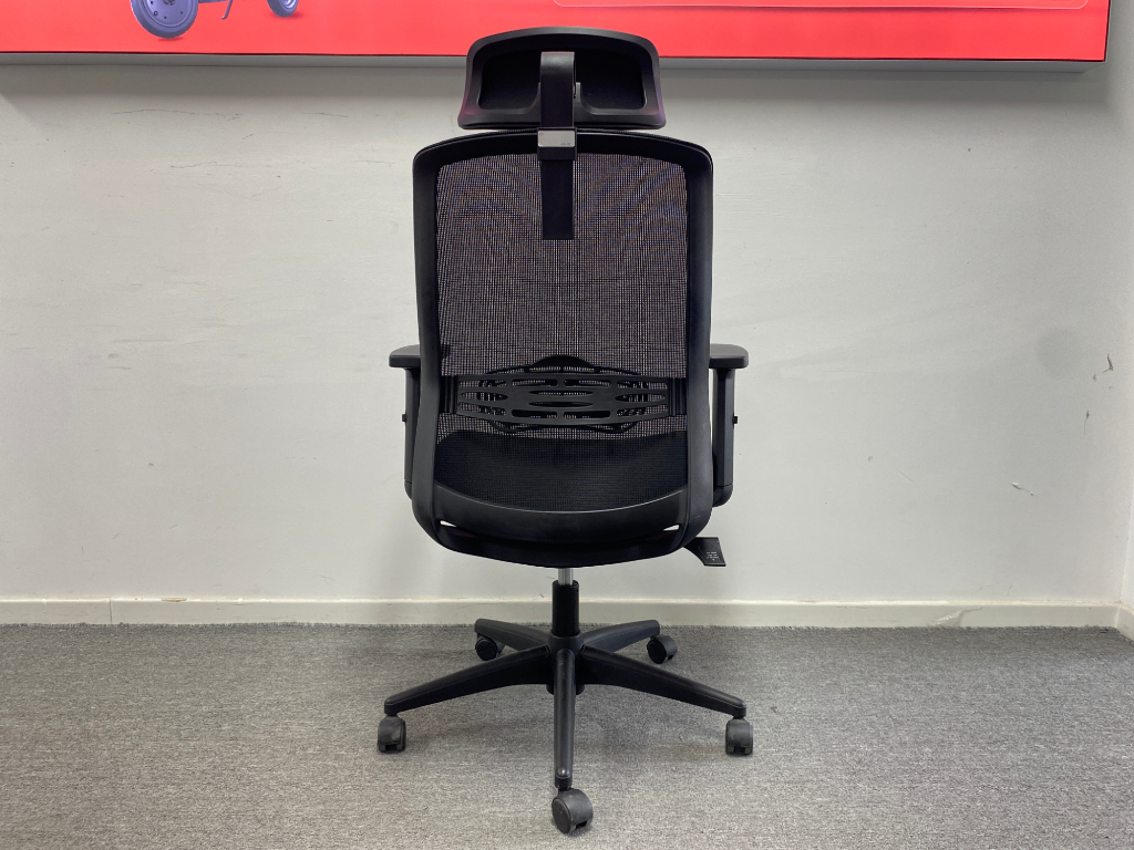 9成新黑色二手办公椅网布电脑椅职员椅带头枕椅子