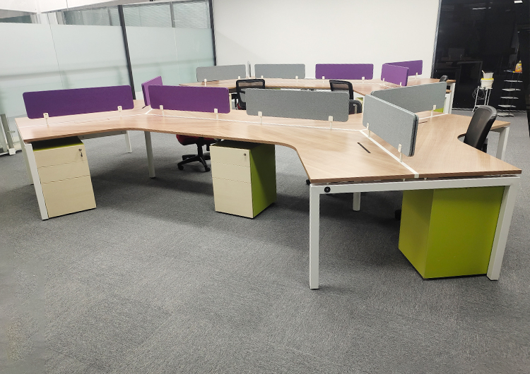 9成新诺梵二手异型工位三角三人办公桌电脑桌职员桌